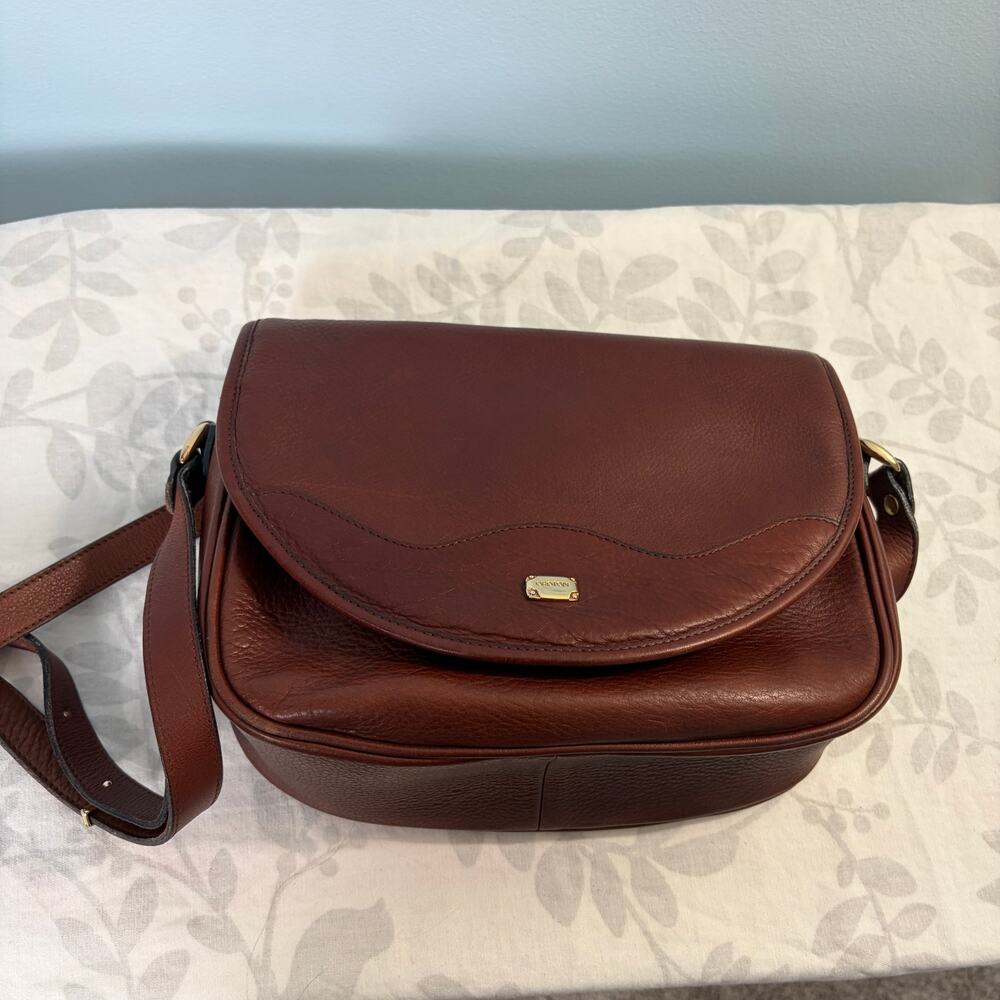 Vintage Oroton Brown Leather Crossbody Bag Pebbled Leather Australia Boho - Picture 2 of 11